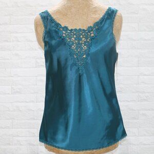 CINEMA ETOILE Chemise Top Satin Feminine Intimate Daywear Cami Teal Green